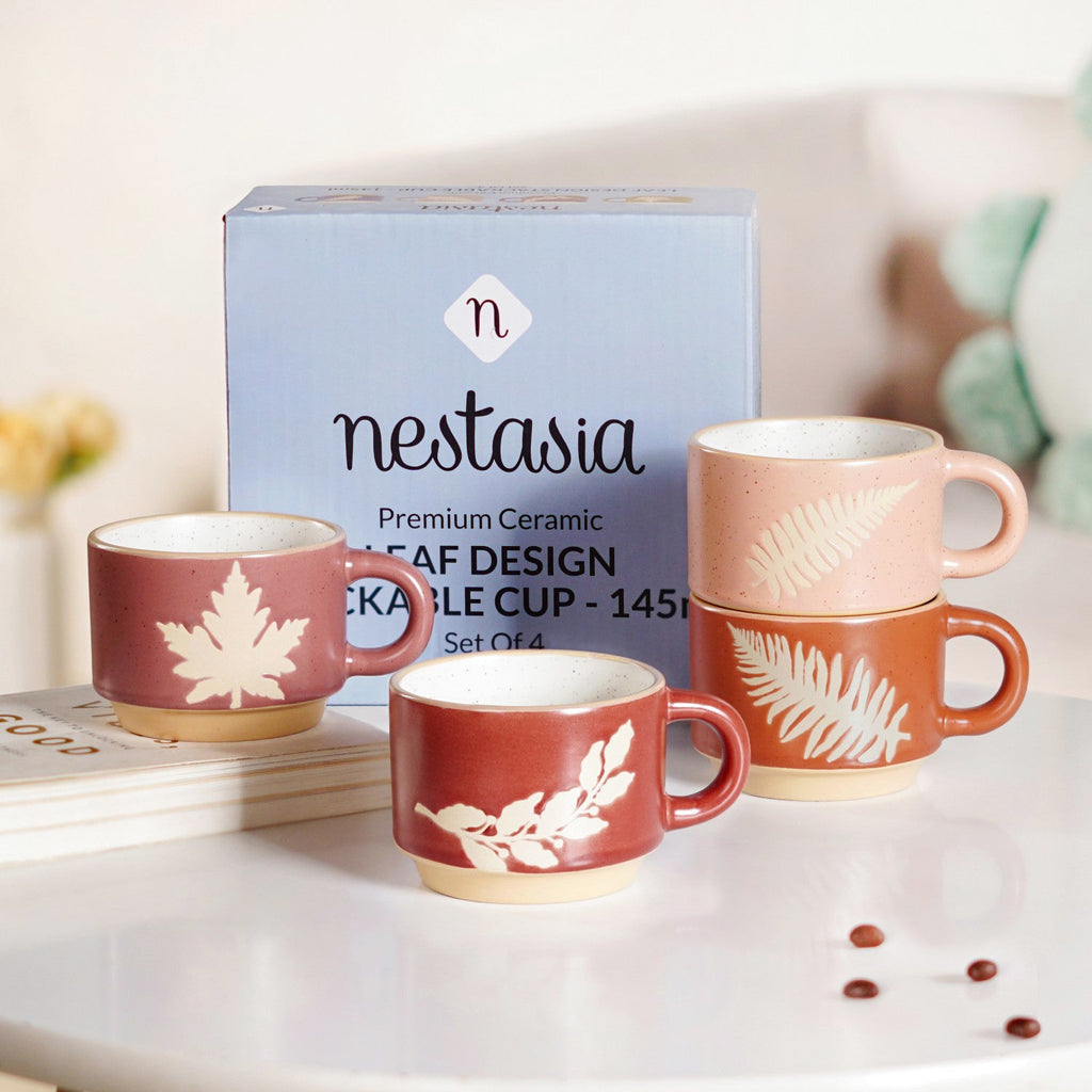 Botanical Stackable Cup Set Of 4 Autumn Edition 145ml Nestasia