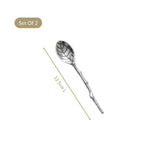 Silver Leaf Twig Tea Spoon Set Of 2 Nestasia