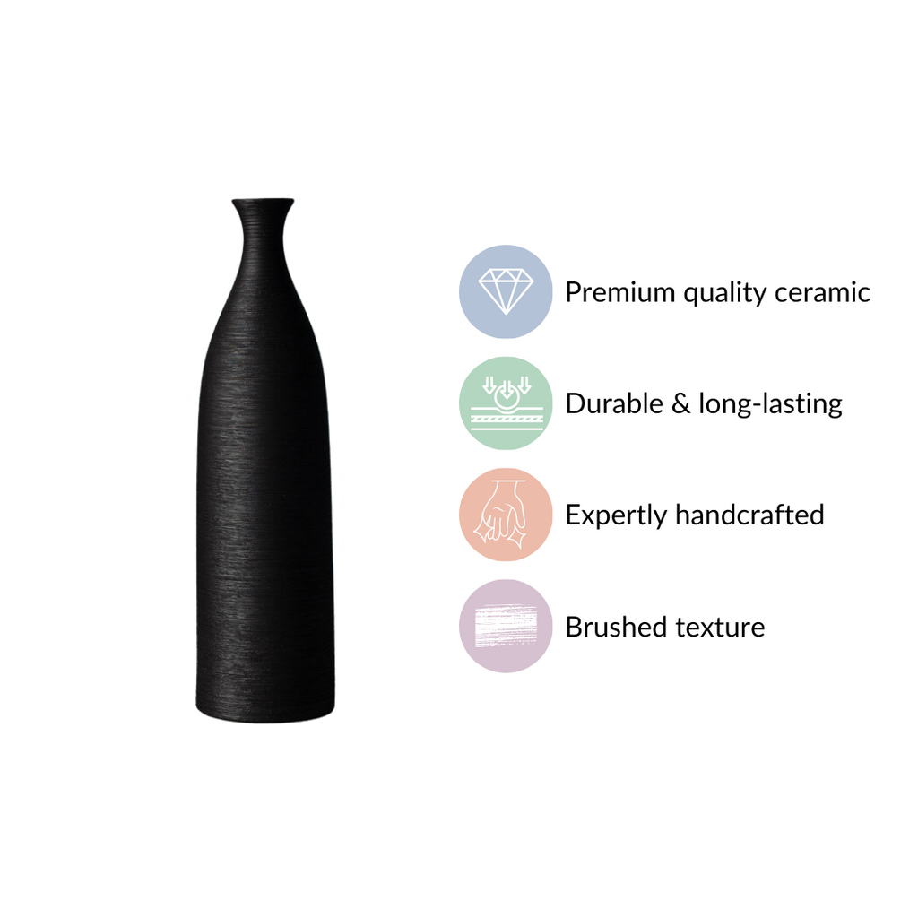Earthy Black Pottery Ceramic Vase Nestasia