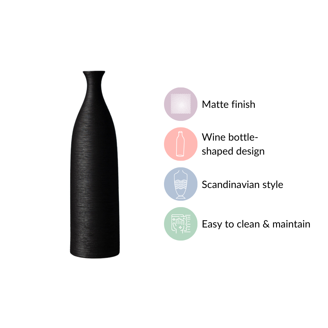 Earthy Black Pottery Ceramic Vase Nestasia