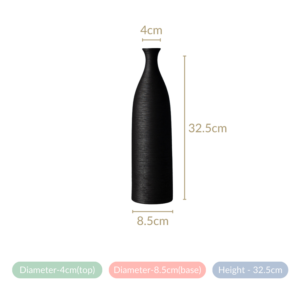 Earthy Black Pottery Ceramic Vase Nestasia