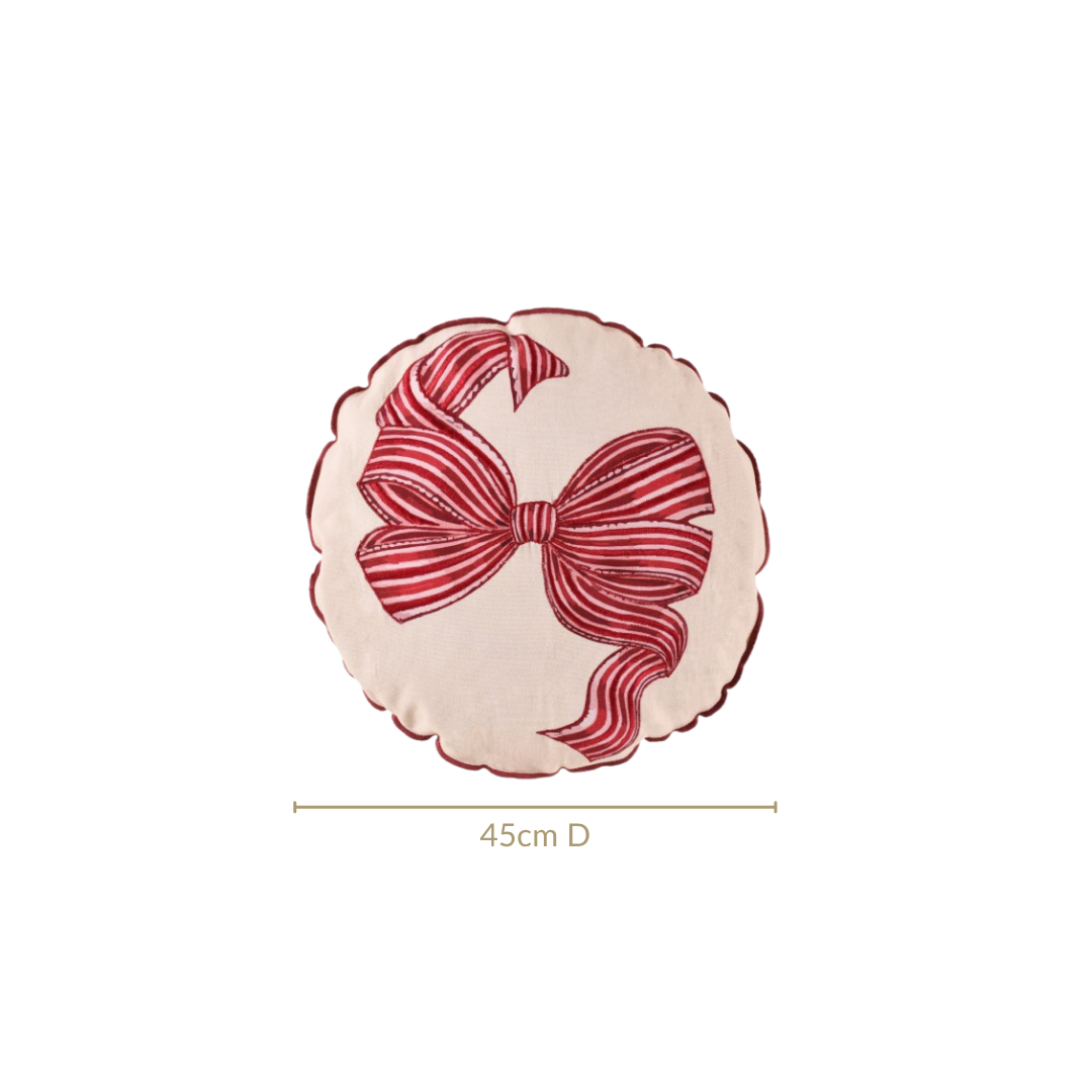 Bow Embroidered Cushion Cover 45cm Nestasia