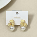 Bowed Pearl Drop Earrings White Nestasia
