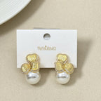 Bowed Pearl Drop Earrings White Nestasia