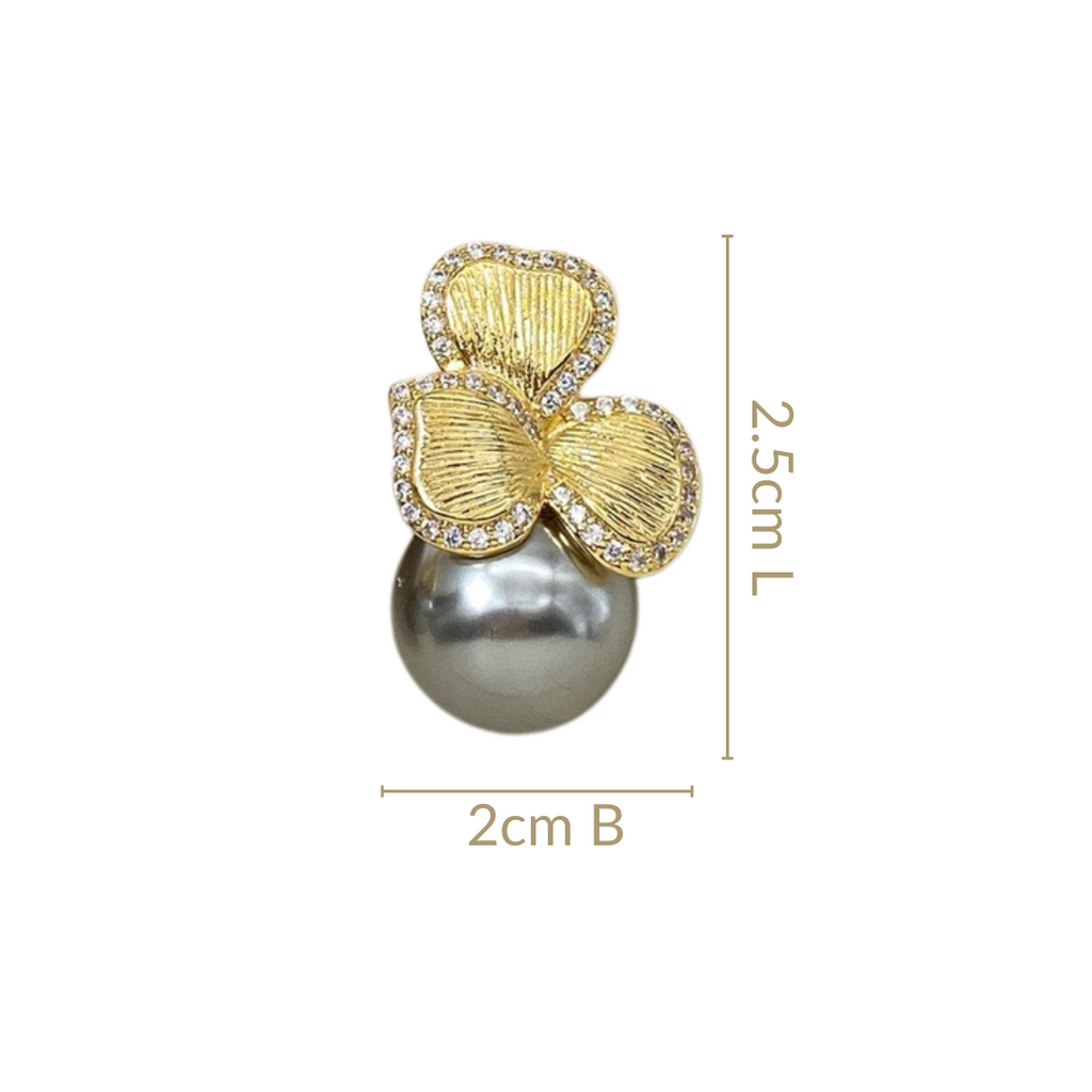 Bowed Pearl Drop Earrings Grey Nestasia