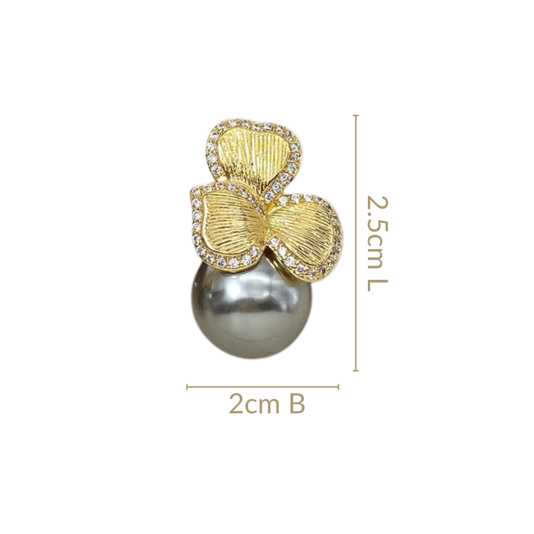 Bowed Pearl Drop Earrings Grey Nestasia