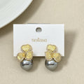 Bowed Pearl Drop Earrings Grey Nestasia