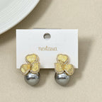 Bowed Pearl Drop Earrings Grey Nestasia