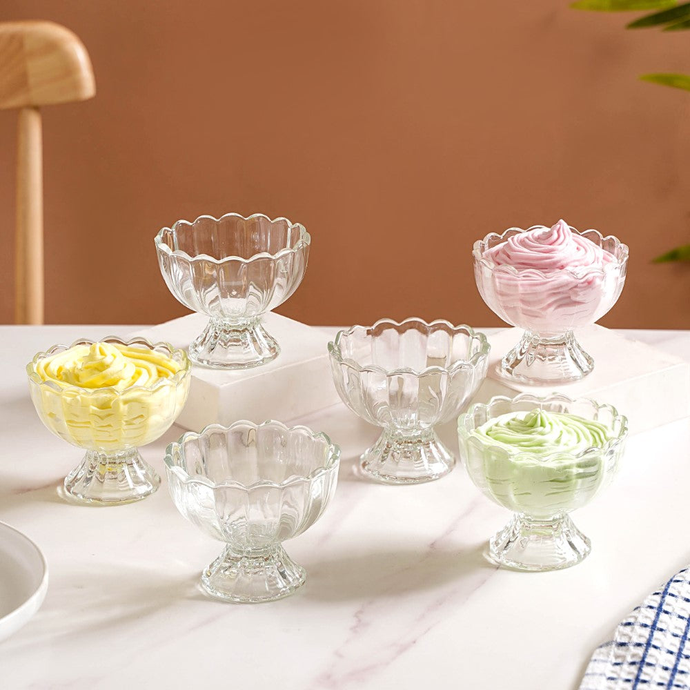 Glass Ice Cream Dessert Bowl Set Of 6 120ml Nestasia