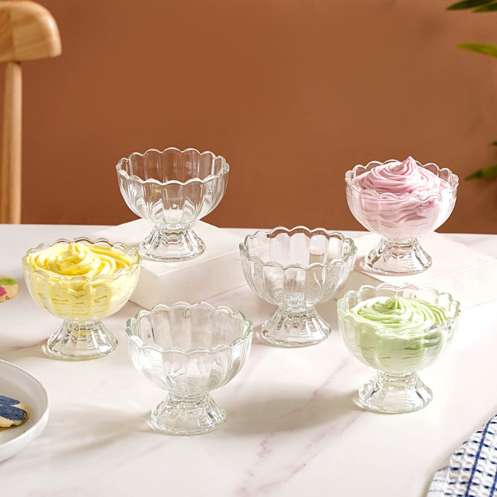 Glass Ice Cream Dessert Bowl Set Of 6 120ml Nestasia