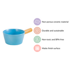 Ceramic Bowl With Wooden Handle Blue 450 ml Nestasia