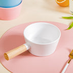 Ceramic Snack Bowl With Handle White 450 ml Nestasia