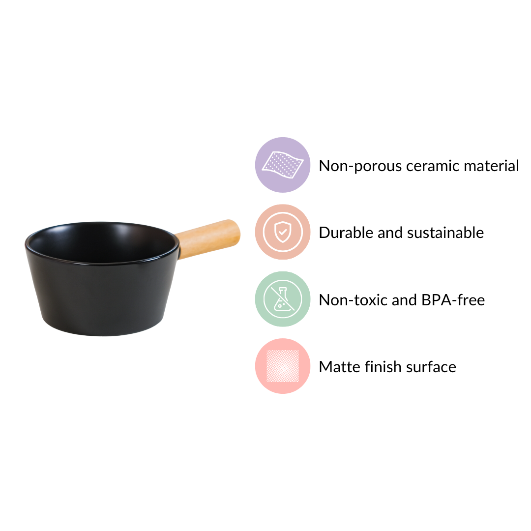 Ceramic Bowl With Handle Black 450 ml Nestasia