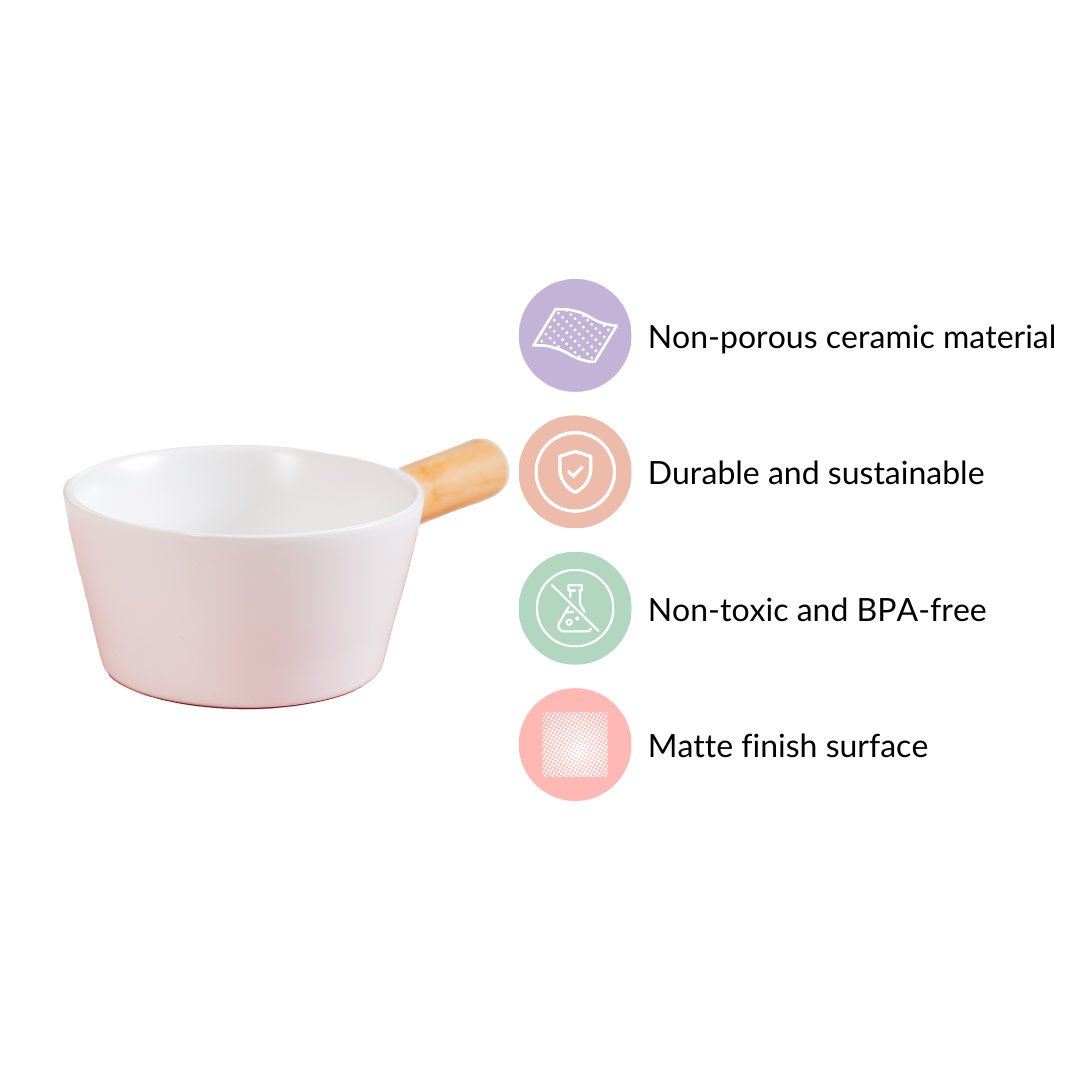 Ceramic Snack Bowl With Handle White 450 ml Nestasia