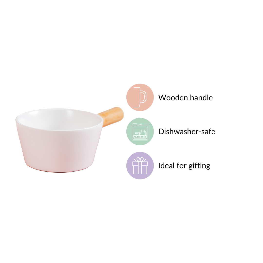 Ceramic Snack Bowl With Handle White 450 ml Nestasia