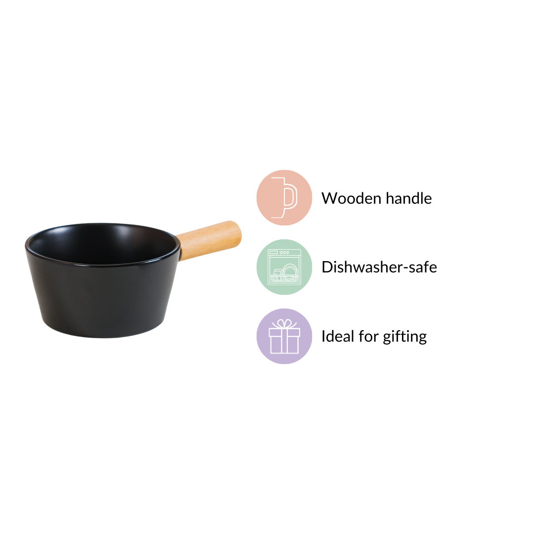 Ceramic Bowl With Handle Black 450 ml Nestasia