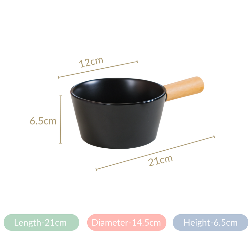 Ceramic Bowl With Handle Black 450 ml Nestasia