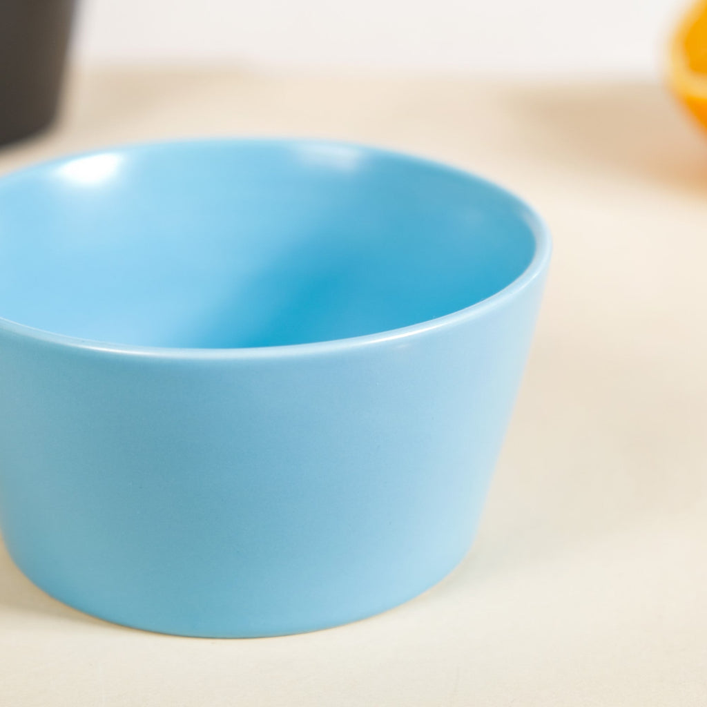 Ceramic Bowl With Wooden Handle Blue 450 ml Nestasia