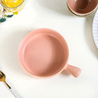 Peach Ceramic Bowl With Handle 700ml Nestasia