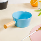 Ceramic Bowl With Wooden Handle Blue 450 ml Nestasia
