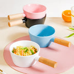 Ceramic Bowl With Wooden Handle Blue 450 ml Nestasia