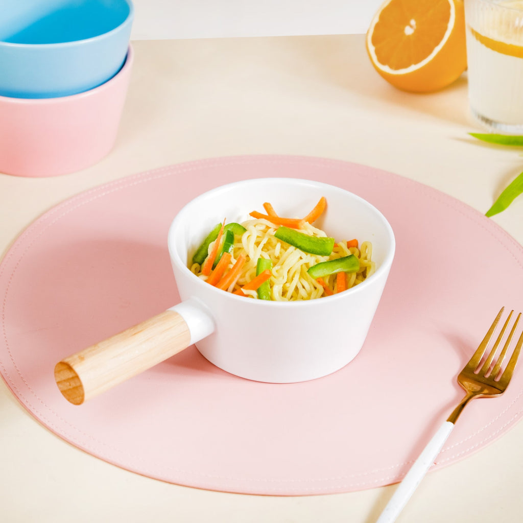 Ceramic Snack Bowl With Handle White 450 ml Nestasia