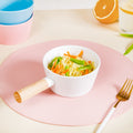 Ceramic Snack Bowl With Handle White 450 ml Nestasia