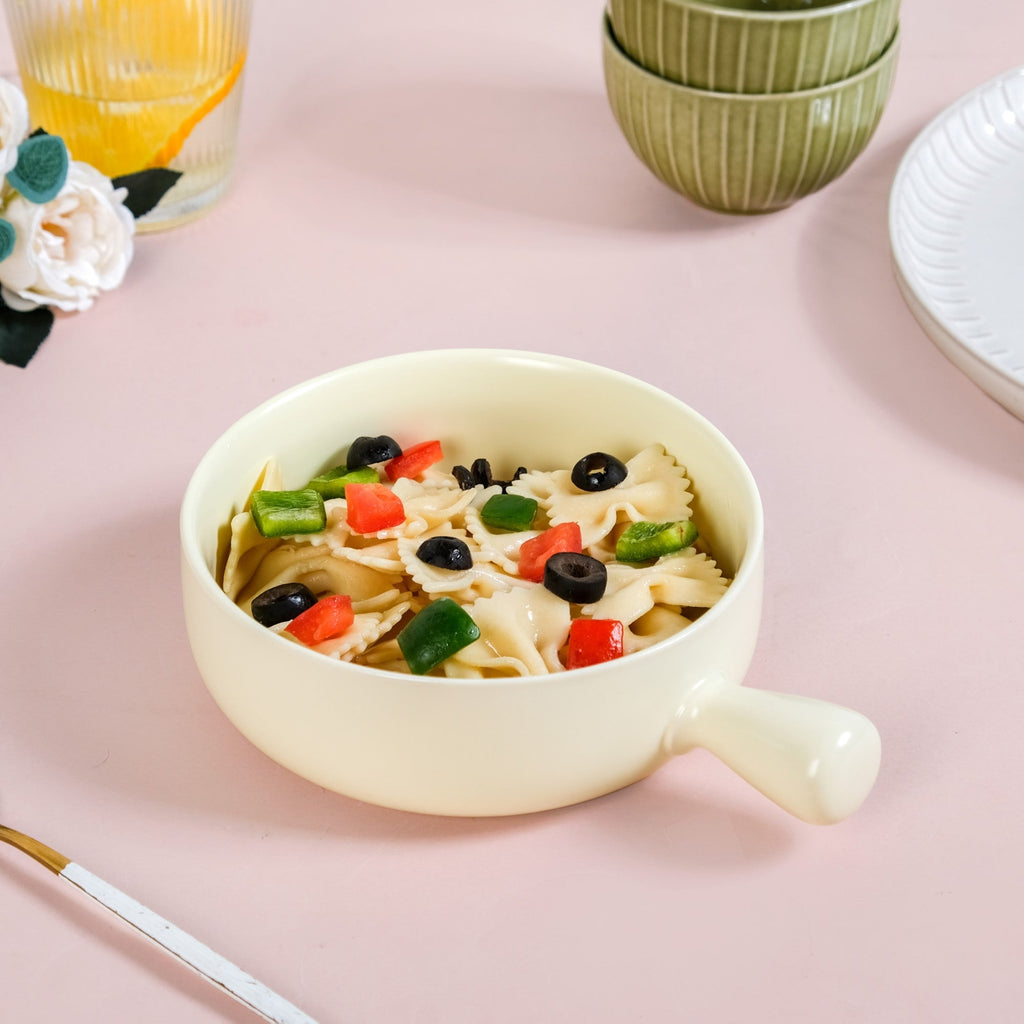 Pastel Yellow Bowl With Handle For Baking And Serving 700ml Nestasia