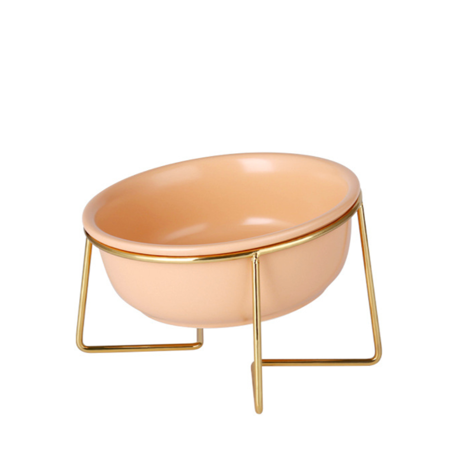 Ceramic Bowl With Metal Stand Peach 800 ml Nestasia