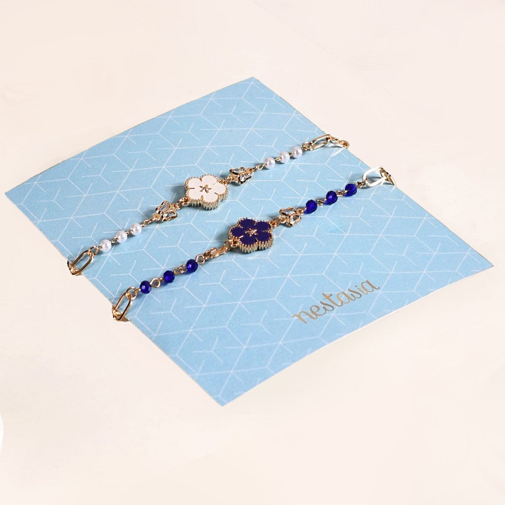 Flora Link Chain Bracelet For Women Set Of 2 Nestasia