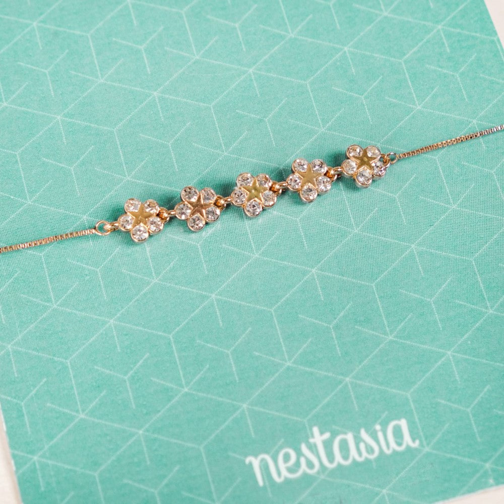 Blingy Stone Flower Charm Bracelet For Women Nestasia