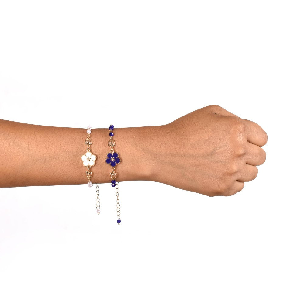 Flora Link Chain Bracelet For Women Set Of 2 Nestasia