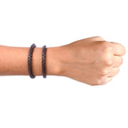 Braided Solid Brown Unisex Bracelet Set Of 2 Nestasia
