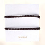 Braided Solid Brown Unisex Bracelet Set Of 2 Nestasia