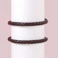 Braided Solid Brown Unisex Bracelet Set Of 2 Nestasia