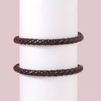Braided Solid Brown Unisex Bracelet Set Of 2 Nestasia