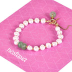 Faux Pearl And Jade Charm Bracelet Nestasia