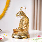Brass Krishna Singhasan With Lotus And Peacock Embossing Nestasia