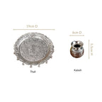 Embossed Brass Flower Pooja Thali And Kalash Set Nestasia