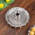 Embossed Brass Flower Pooja Thali And Kalash Set Nestasia