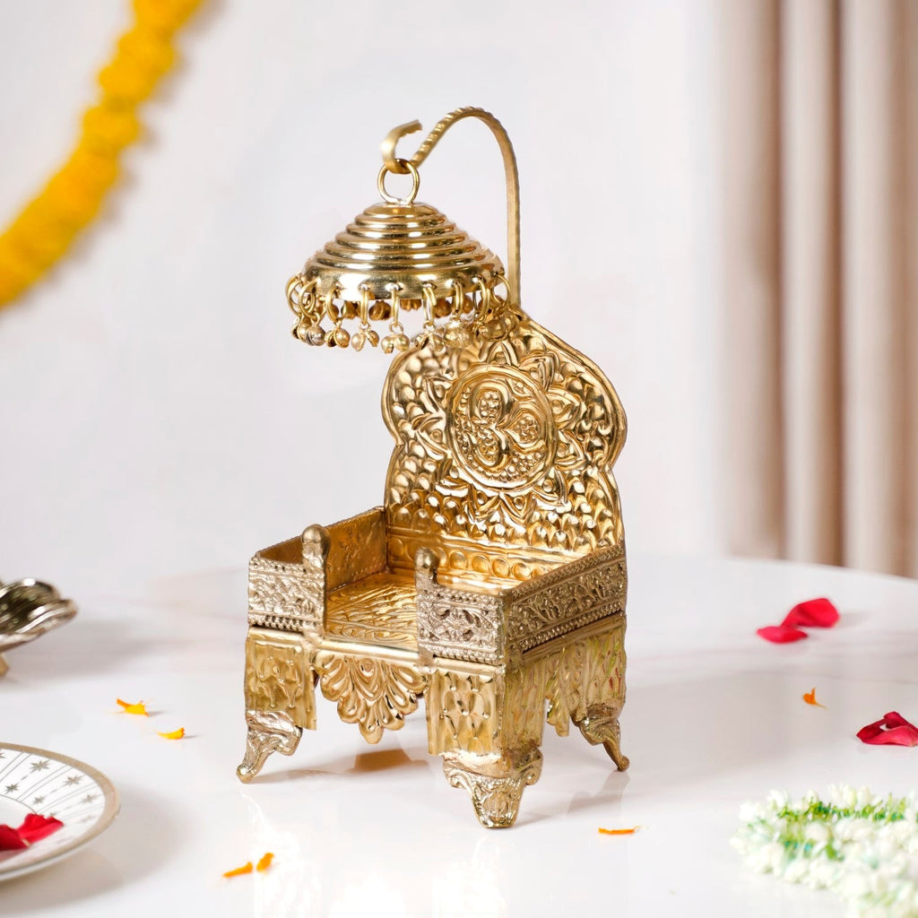 Brass Singhasan With Detachable Chatra Nestasia