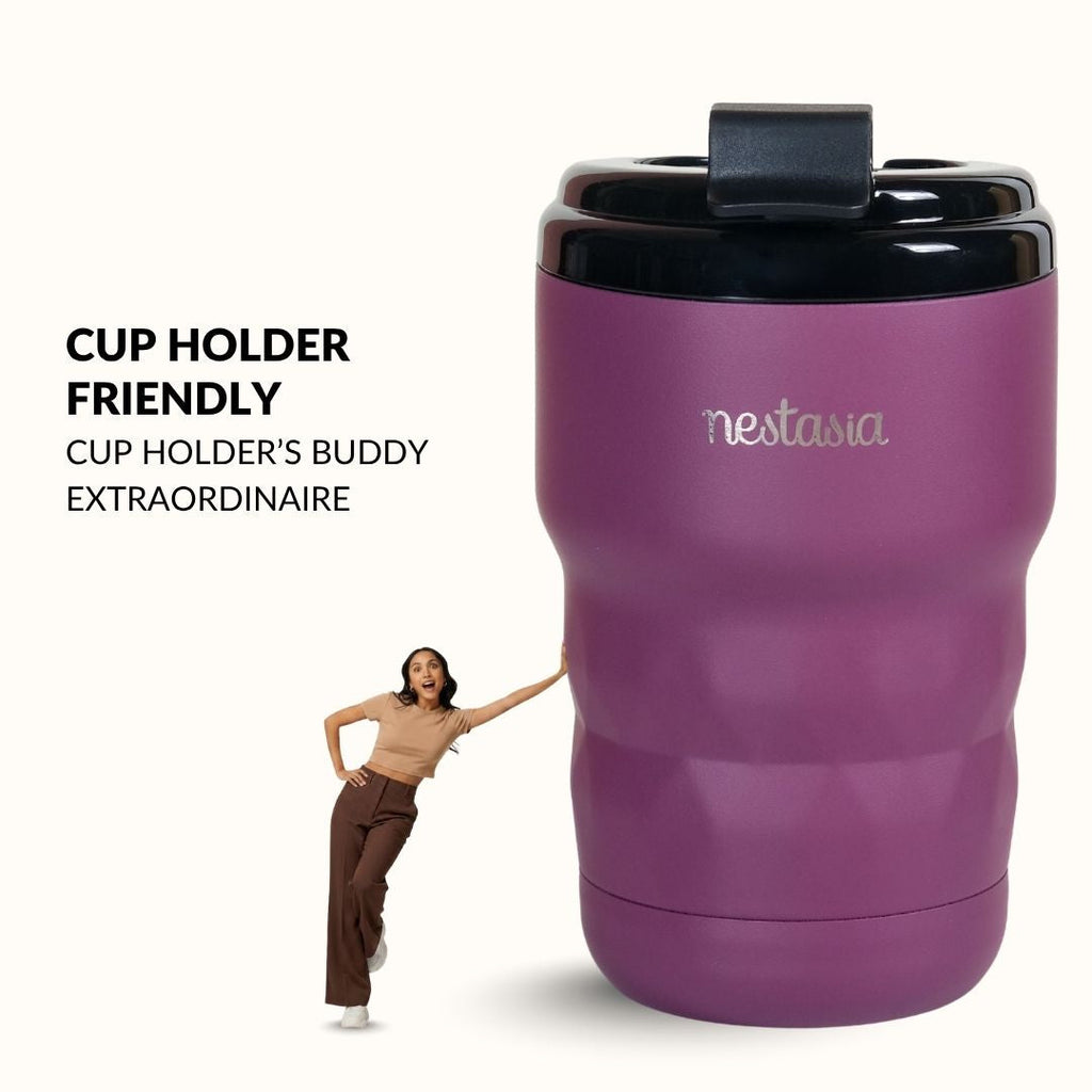 Brewster Insulated Travel Mug With Lid Plum Party Mauve 350ml Nestasia