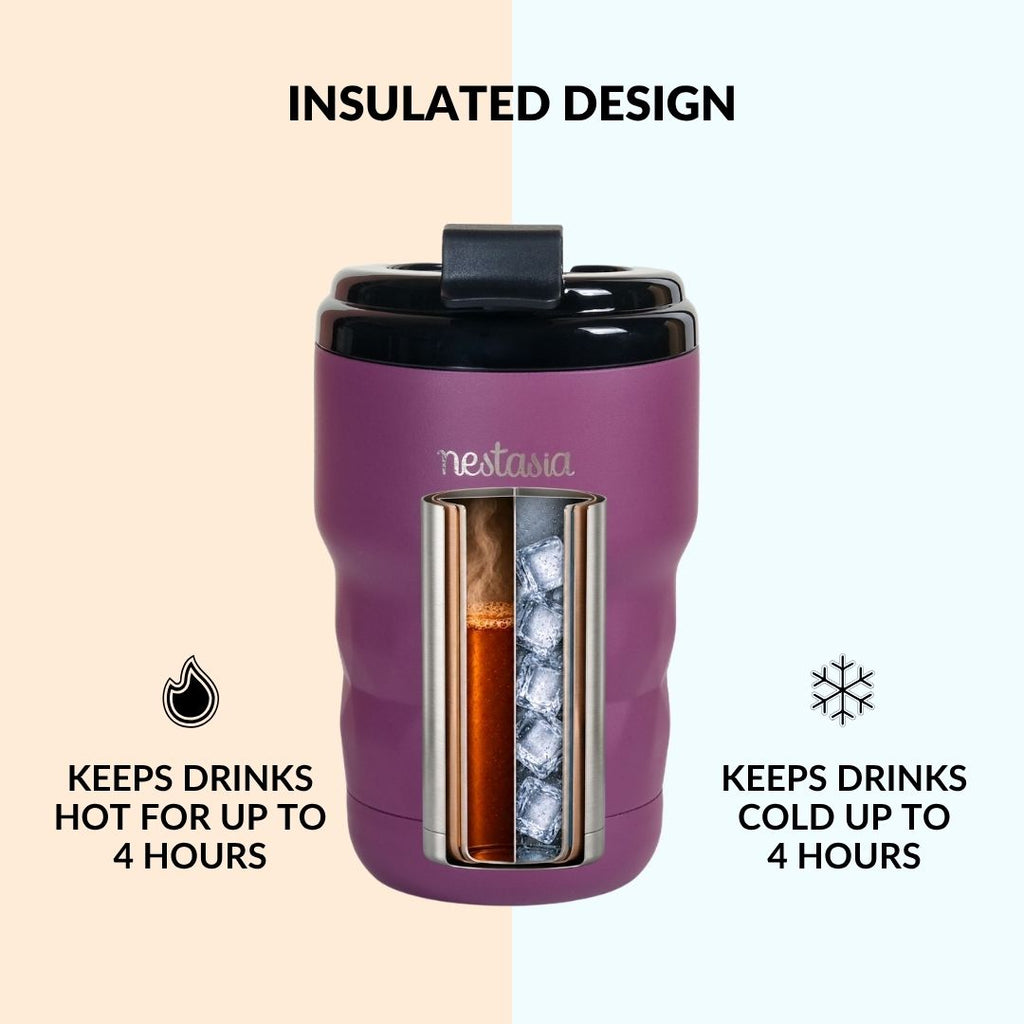 Brewster Insulated Travel Mug With Lid Plum Party Mauve 350ml Nestasia