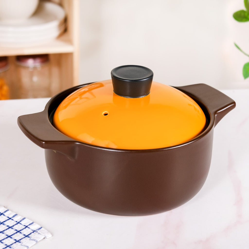 Clementine Ceramic Deep Cooking Pot With Lid 3200ml Nestasia