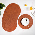 Brown Embossed Hibiscus Round Placemats Set Of 6 Nestasia