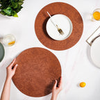 Brown Embossed Hibiscus Round Placemats Set Of 6 Nestasia