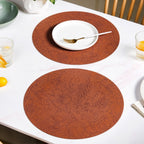 Brown Embossed Hibiscus Round Placemats Set Of 6 Nestasia