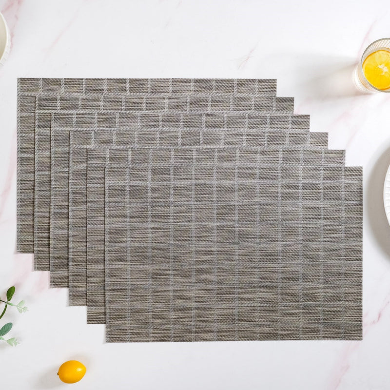 Brown Novelty Checks Placemat Set Of 6 Nestasia