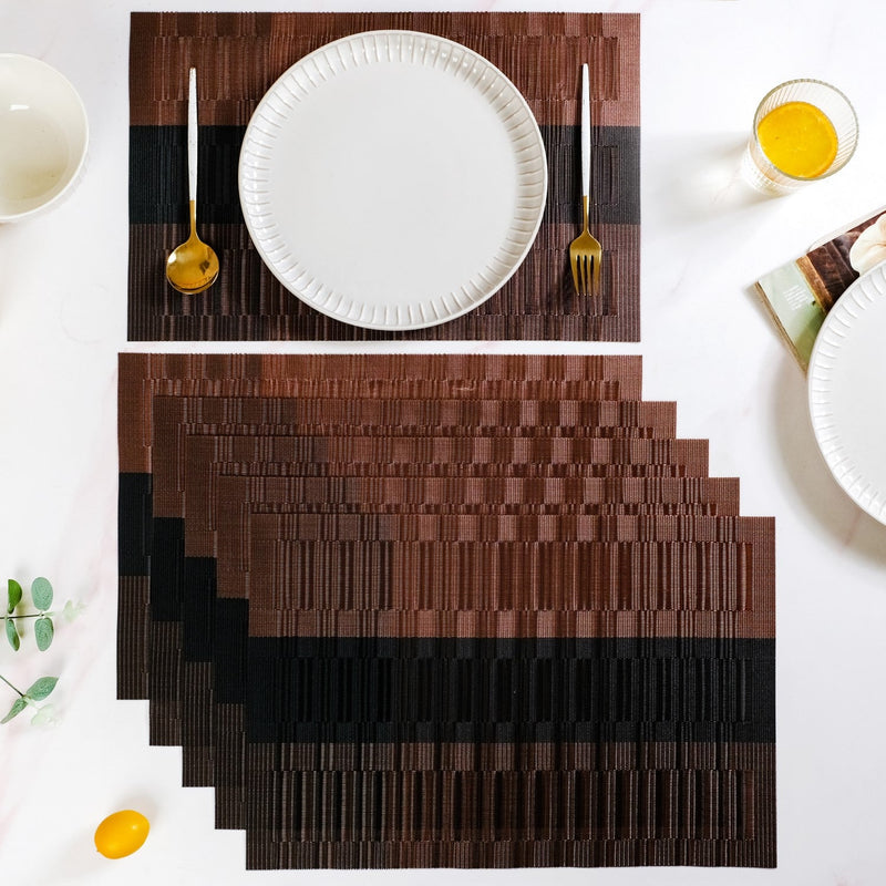 Brown Textured Mat Set Of 6 Nestasia