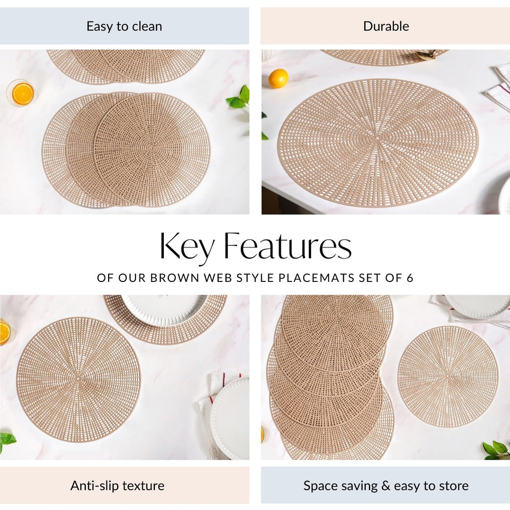 Brown Web Style Placemats Set Of 6 Nestasia